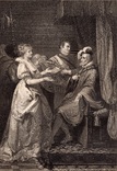 Старинная гравюра. Шекспир. "Всё хорошо, что хорошо кончается". 1803 год. (42 на 32 см.)., фото №2