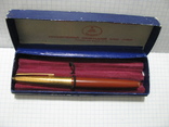 Перьевая ручка с золотым пером (0,42 гр. 583 пр.) + коробка от комплекта " балтика", фото №3