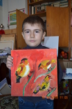 Картина "Пташки", 30х30 см., акрилові фарби, жовтень 2019 р., Ярослав Береза, 7 років, фото №9