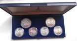 СССР Набор Олимпиада-80 6 монет 1977 10 рублей 5 рублей Серебро в футляре, фото №2