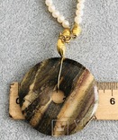 Жемчужные бусы с камнем (золото 750 пр, вес 39,4 гр), фото №4