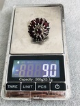 Кольцо с гранатами 18 размер (серебро 925 пр, вес 9 гр), фото №3