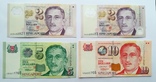 2, 5 и 10 долларов Сингапур (4шт) бумажные пресс, фото №2