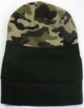 Зимняя вязанная шапочка , с черным подворотом , камуфляж ., photo number 6