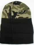 Зимняя вязанная шапочка , с черным подворотом , камуфляж ., photo number 7