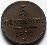 5 чентезимо 1852V, фото №2