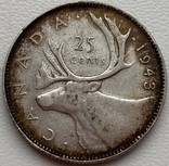 Канада 25 центов 1943 год серебро, фото №2