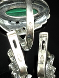 Кольцо, серьги, зеленый камень, фото №4