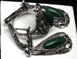 Кольцо, серьги, зеленый камень, фото №6