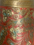 Старинный англо-индийский гравированный латунный стакан Эмали, фото №9