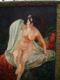 Женский портрет. Ню. холст масло 75х120см. Купальщица А.Ф.Беллоли (1820-1881гг) копия, фото №5