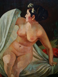 Женский портрет. Ню. холст масло 75х120см. Купальщица А.Ф.Беллоли (1820-1881гг) копия, фото №11