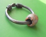 Серебряное височное кольцо с бусиной, фото №7