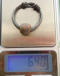 Серебряное височное кольцо с бусиной, фото №8