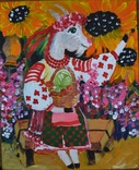 Картина "Етно коза", 50х40 см., акрил, листопад 2019 р., Поліна Кузуб, 9 років, фото №2