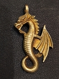 Дракон Восток коллекционная миниатюра брелок кулон бронза, фото №2