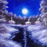 Картина Зимова казка, 25х25 см. Живопис на полотні., фото №4