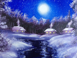Картина Зимова казка, 25х25 см. Живопис на полотні., фото №5