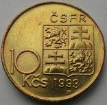 Чехословакия 10 крон 1993 год UNC Масарик, фото №3