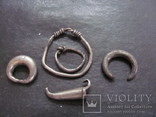 Височные кольца и пряжки, серебро (12 грам) + бонус 22.4 грамма( денарии,обломки, пряжка), фото №2