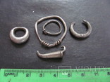 Височные кольца и пряжки, серебро (12 грам) + бонус 22.4 грамма( денарии,обломки, пряжка), фото №3