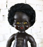 Старая итальянская кукла негритянка, с номером, пластик, фото №2