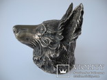 Серебряная фигура Голова волка или собаки ( серебро 800 пр. вес 552 гр ), фото №3