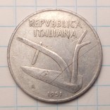 Италия 10 лир, 1951 год, фото №3