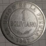 Боливия 1 боливиано 1987, фото №2