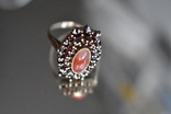 Серебрянный перстень чешские гранаты сердолик- глаз Венеры, фото №6