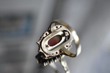 Серебрянный перстень чешские гранаты сердолик- глаз Венеры, фото №8