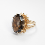 Золотое кольцо с натуральным дымчатым кварцем, фото №2