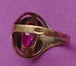 Набор перстень+сережки. Серебро,позолота,камень.Производство СССР., фото №12