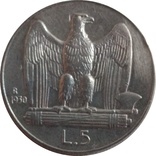 Италия 5 лир 1930,серебро ,С211, фото №3