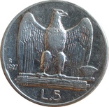 Италия 5 лир 1930,серебро ,С205, фото №3
