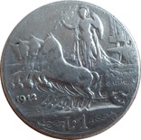 Италия 1 лира 1912,серебро ,С240, фото №3