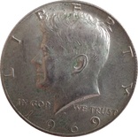 США ½ доллара, 1969 Kennedy Half Dollar,серебро,С251, фото №2