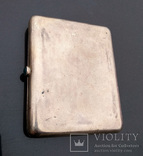 Серебряный портсигар 875 проба с камнем, фото №3