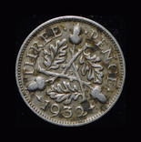 Великобритания 3 пенса 1932 серебро, фото №2