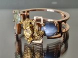 Золотое (585) кольцо с золотым самородком, хризобериллом, демантоидом, фото №8