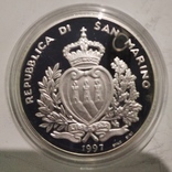 Сан Марино 10000 лир 1997 ПРУФ серебро Парусник, фото №3