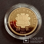 25 дінар 2011 Андора золото 999.9 ,6 грм., фото №4