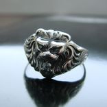 (21,50) Мужское серебряное кольцо -  голова льва с  камнем, photo number 3