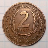 Восточные Карибы 2 цента, 1960 год, фото №2