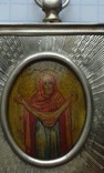 Икона на перламутре "Покрова" в серебряном окладе 84, фото №5