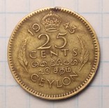 Цейлон 25 центов, 1943 год, фото №2