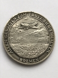Настольная медаль Перелет через Атлантику 1928 год. Бремен, Германия, серебро, фото №5
