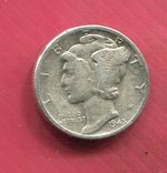 США 10 центов (дайм) 1945 ,,D,,, фото №2