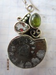 Серебряные серьги ручной работы 925 пробы с пиритизированный аммонит, фото №5