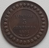 Тунис 5 сантимов 1891 год аUNC, фото №2